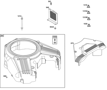 Blower Housing Group Diagram and Parts List for 613777-2215-J1 400000 - 699999 Briggs and Stratton Engine